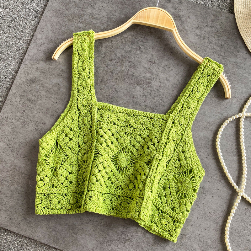Crochet All-match Short Sling Students Wear A Small Vest