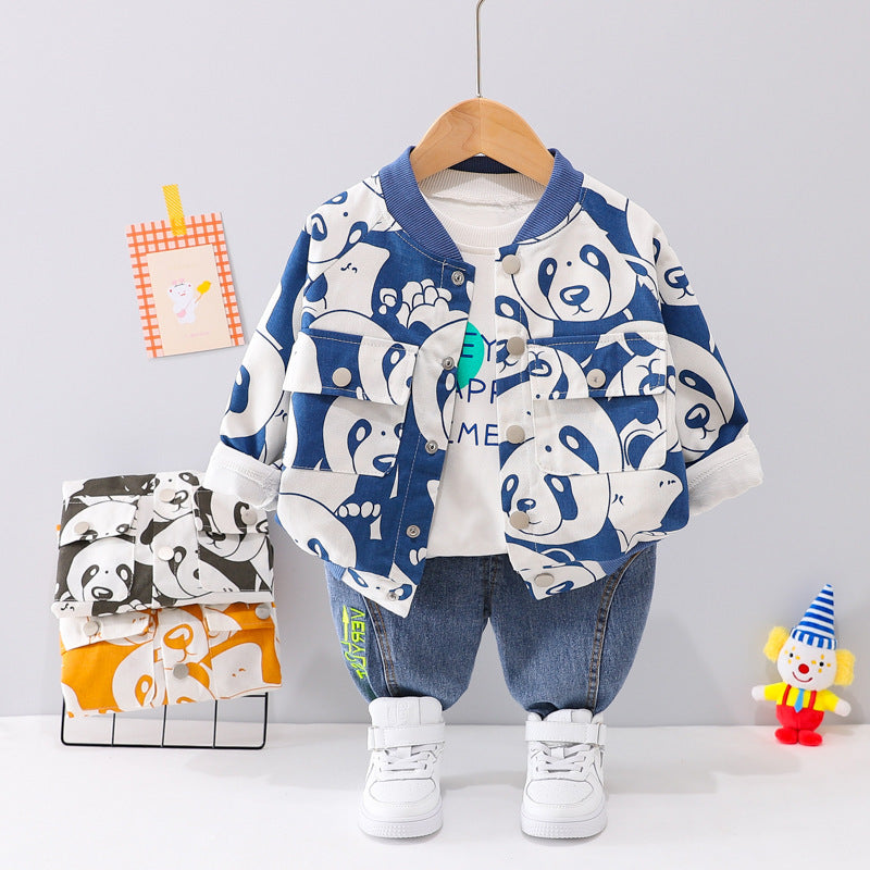 New Fashion Personality Boys Autumn Jacket Set