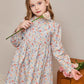 Robe fleurie en coton pour fille, style pastoral, manches bouffantes