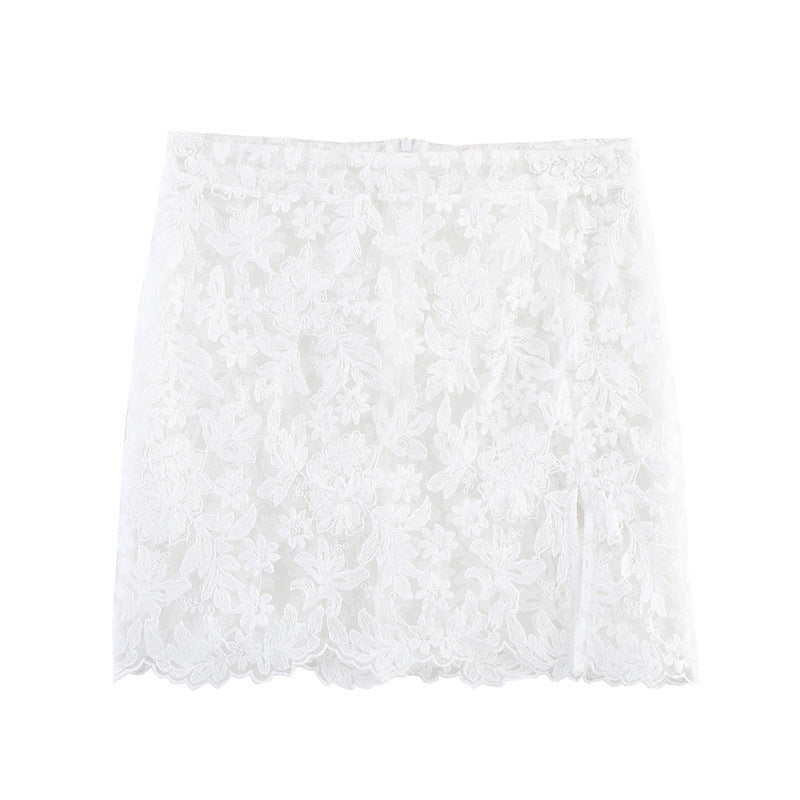 Lace Flower Little Suspenders Split Skirt Two-piece Suit