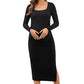 Pregnant Women's Long Sleeved U-neck Striped Casual Dress