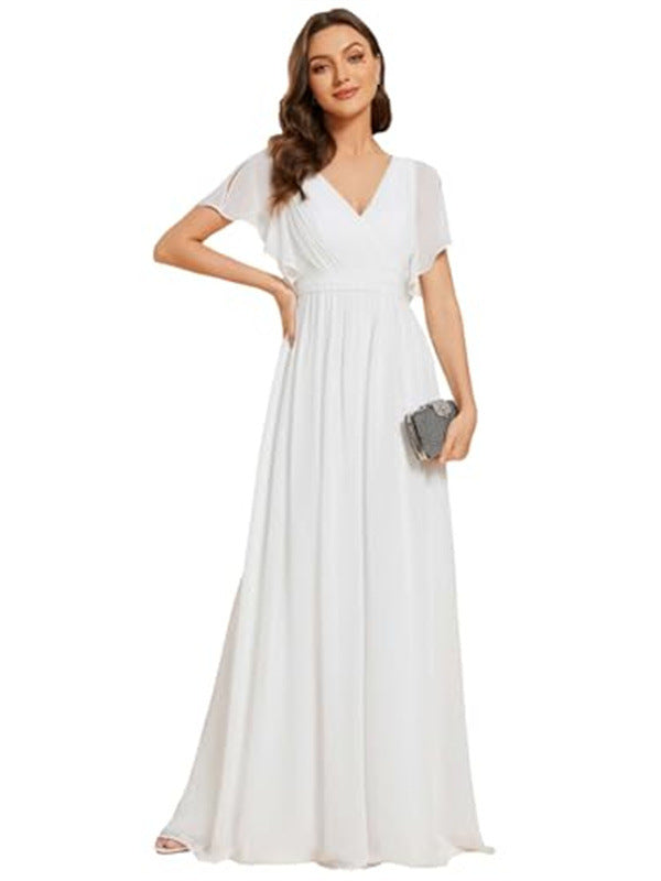 V-neck Chiffon Dress Women