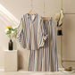 Striped Printed V-neck Suit For Women