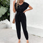Jumpsuit Lace-up Short Sleeve Black