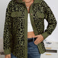 Fashion Leopard Print Corduroy Button Long Sleeve Coat For Women