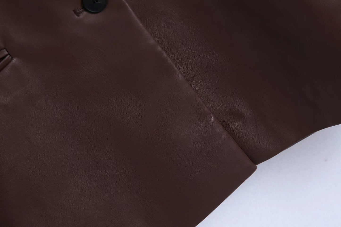 Women's Lapel Single-breasted PU Loose Coat