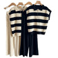 Half-Chain-Link Pattern Knitted Sleeveless Top And Wide-Leg Pants Set