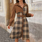 Autumn And Winter Leisure Retro Style Stitching Dress Women