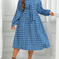 Robe à manches longues bouffantes à imprimé taille haute, style européen et américain