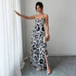 Elegant Graceful Printed Suspender Long Dress Women's Dress