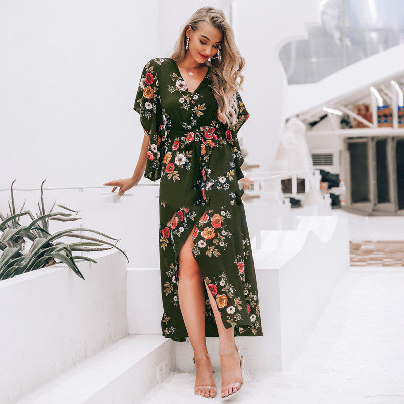 Printed Long Dress Womens Slit Dress Sale
