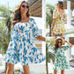 Resort-style Ruffled Square-neck Tie-front Short Skirt