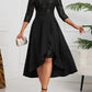 Women's Solid Color Lace Stitching Casual Dress