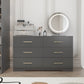 Black Color Large 6 Drawers Chest Of Drawer Dressers Table With Golden Handle