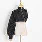 Solid Color Lapel Cardigan Slim-fit Tooling Style Cropped Jacket