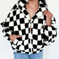 Women's Plush Long Sleeve Plaid Zipper With Pockets Baggy Coat