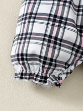 New Baby Girl Bow Plaid Jumpsuit