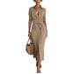 Elegant Casual Lace-Up Button-Down Shirt Dress New Arrival