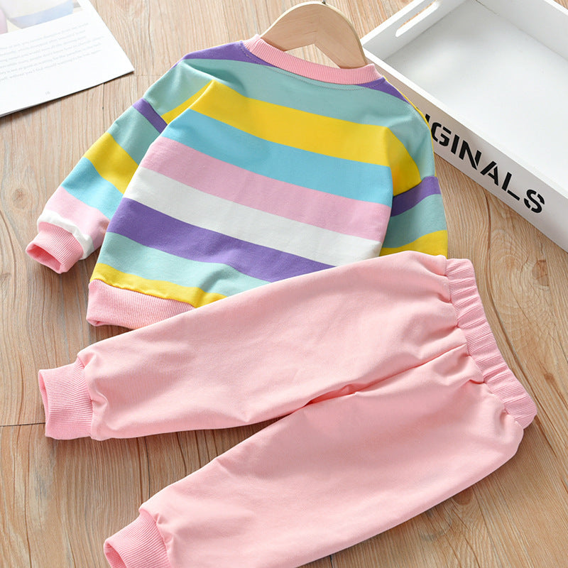 T-shirt Korean Tide Leisure Sports Suit With Long Sleeves