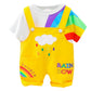 Ensemble deux pièces t-shirt à manches courtes et short à bretelles pour enfants