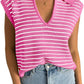 Spring And Summer New V-neck Basic Knitted Short Sleeve Casual All-matching Tops