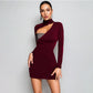 Womens Bodycon Dress With Embellished Hollowed-Out Panels And Spliced Details