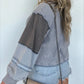 Short Denim Color Matching Casual Sweater For Women