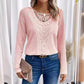 Lace Patchwork Round Neck Women's Long-sleeved T-shirt