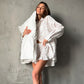 Womens SpringSummer 2-Piece Set Long-Sleeve Cotton Top And Shorts