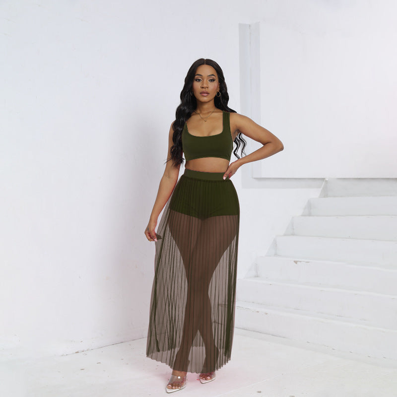 Women's Wear Vest Skirt Shorts Three-piece Set