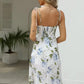 Women's New High Waist Floral Split Strap Dress