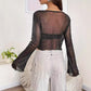 Sequin Gauze Bell Sleeve Casual Women's Clothing