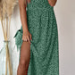 Women's Temperament Printed Single Row Split Dress