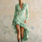 Ruffled No-wash Denim Fabric Dress
