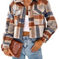 Lapel Pocket Fashion Casual Short Women's Plaid Coat