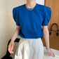 Women's Lazy Loose Round Neck Puff Sleeve Top
