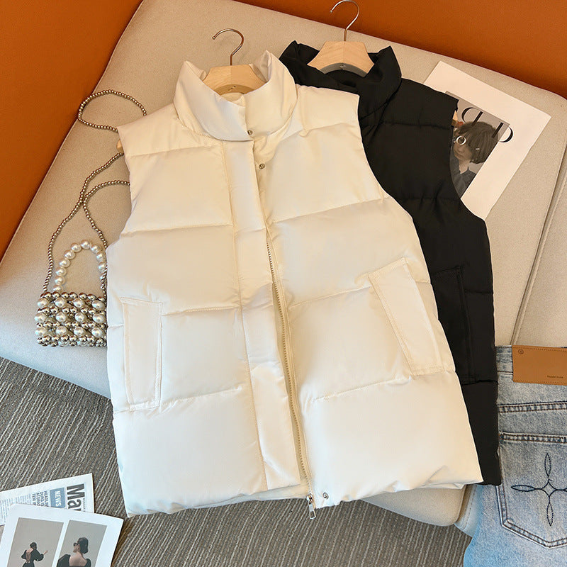 Gilet court en coton pour femme, style coréen, automne et hiver
