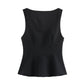 European And American Style Women's Square Collar Sleeveless Top