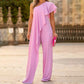 Off-shoulder Fashion Loose Long Solid Color Jumpsuit