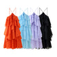 Summer Multi-color Laminated Halter Flower Decorative Sling Dress