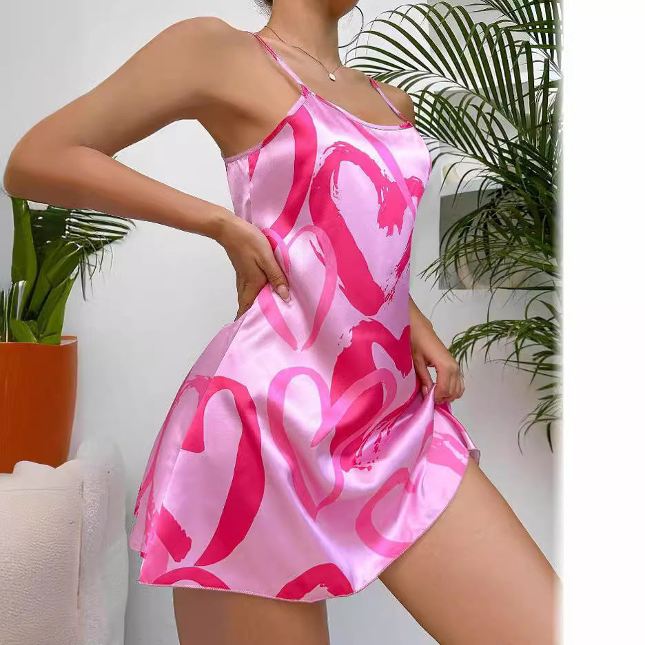 Female Simplicity Backless Satin Suspender Dress