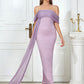 Women's Off-shoulder Pleated Long, Purple Style Hip Bag Dress
