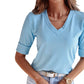 Female V-neck Thread Half-sleeve Sweater
