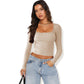 Slimming Slim Lace Stitching Top U-neck Bottoming Shirt