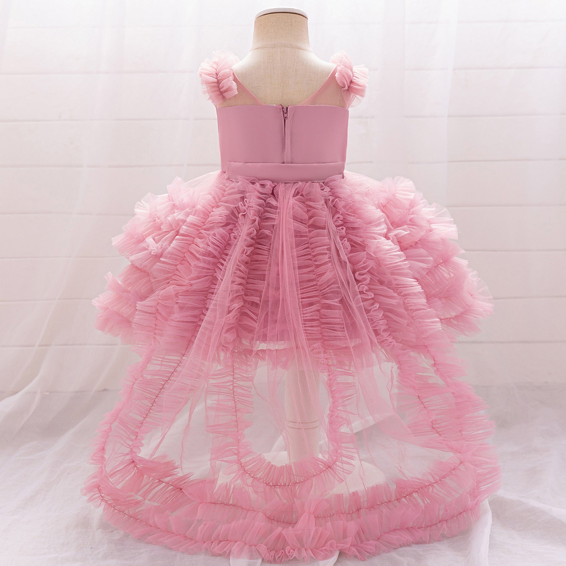 New Children's Sleeveless Mesh Long Dress