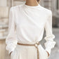 Simple Commuting Temperament Pleated High-neck Lantern Sleeve Blouse For Women