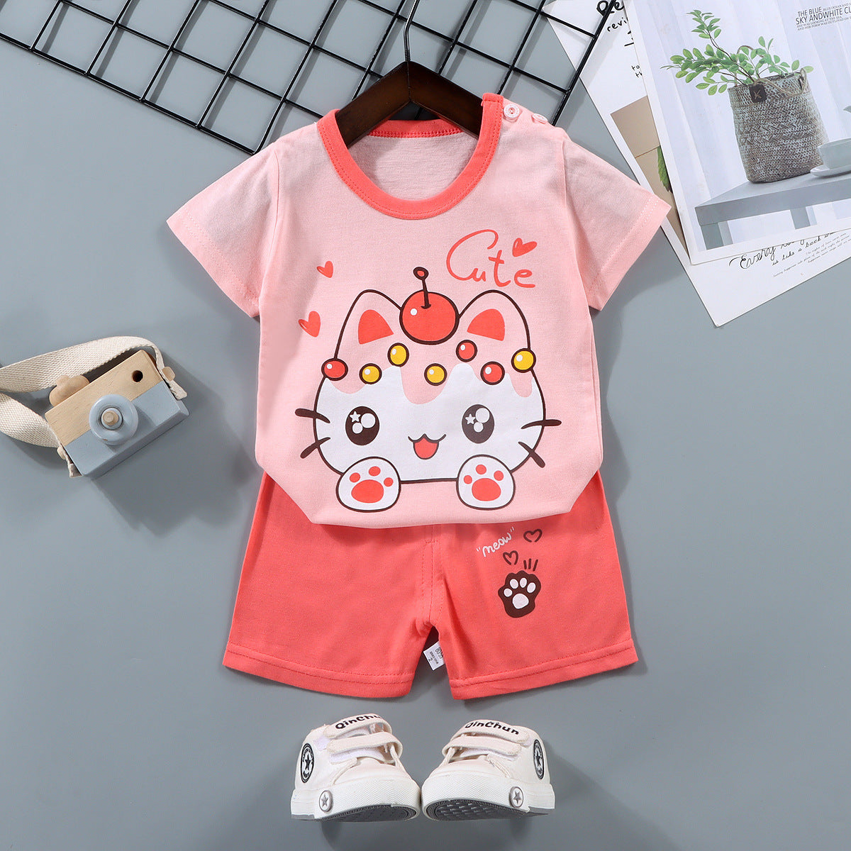 Children's Short-sleeved Suit Pure Cotton