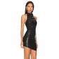 Jupe en cuir dos nu pour femme