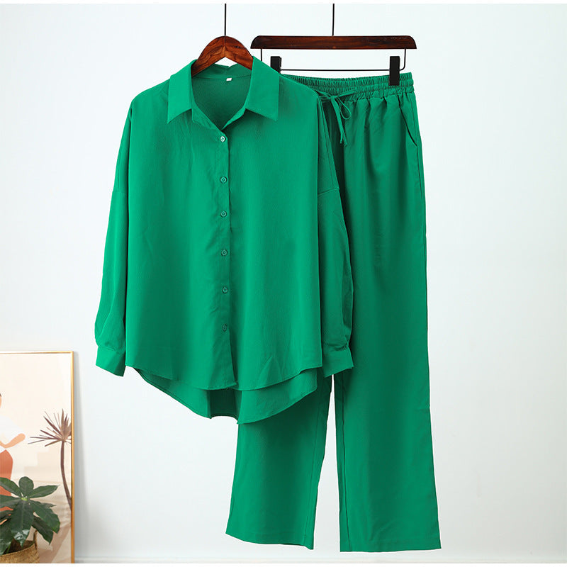 Chemise ample à manches longues et pantalon large, tenue décontractée, nouvelle collection automne et hiver