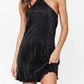 Casual Bottoming Halter Solid Color Toothpick Pleated Dress